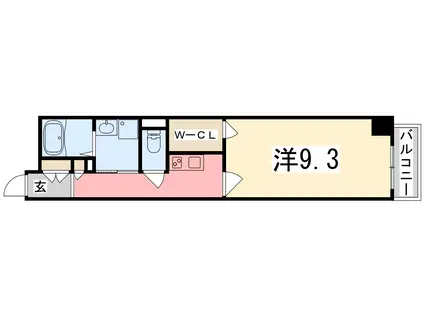 キャッスルコート龍野町II(1K/4階)の間取り写真