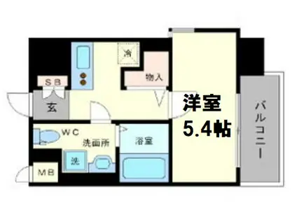 GRANDI UTSUBO PARK(1K/3階)の間取り写真