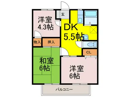 さくらハイツ(3DK/1階)の間取り写真