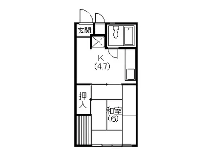 ハイツ門名(1K/2階)の間取り写真
