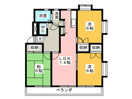 オラシオン御門台(3LDK/1階)の間取り写真