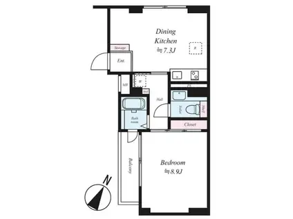 アーバイル目黒エピキュア(1DK/2階)の間取り写真