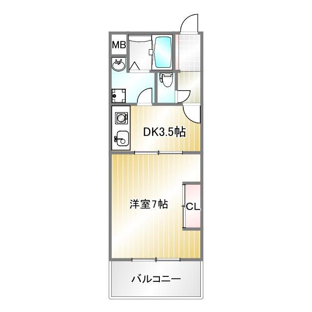 リアライズ羽坂通(1DK/7階)の間取り写真