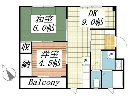 ハイツカクト(2DK/3階)の間取り写真