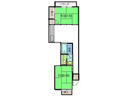仁方ハイツ(2DK/2階)の間取り写真