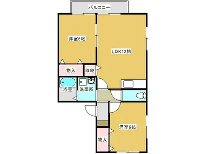グリーンブラウン(2LDK/2階)の間取り写真