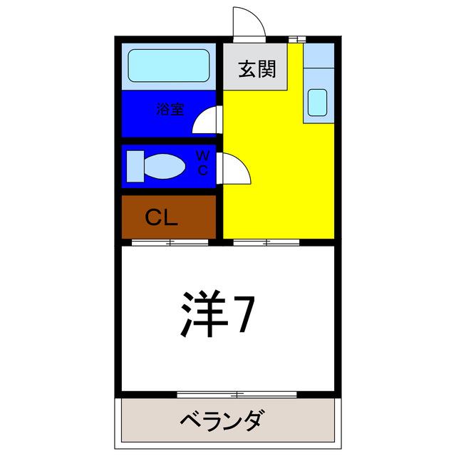 ハイツしらゆり(1DK/1階)の間取り写真