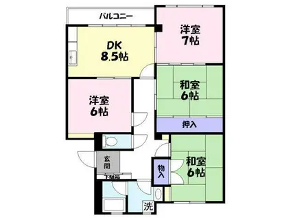 リッツハイム都(4DK/3階)の間取り写真