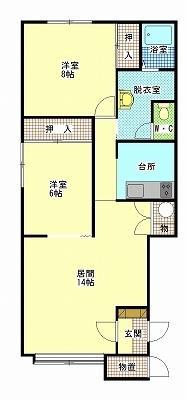 アメジストC棟(2LDK/2階)の間取り写真