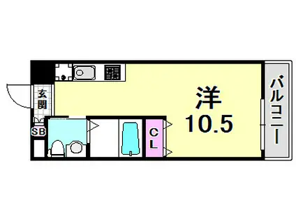 ライフデザイン三宮東(ワンルーム/5階)の間取り写真