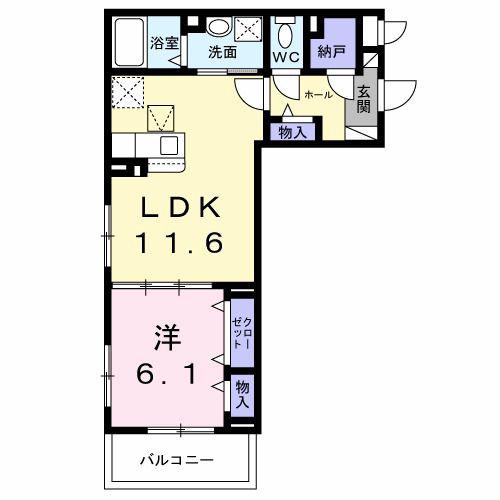 ヴィヴァレス西明石II(1LDK/2階)の間取り写真