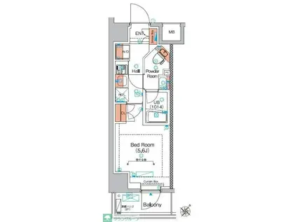 エストゥルース横浜蒔田(1K/8階)の間取り写真