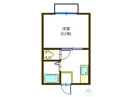 オリーブコート東福山(1K/1階)の間取り写真