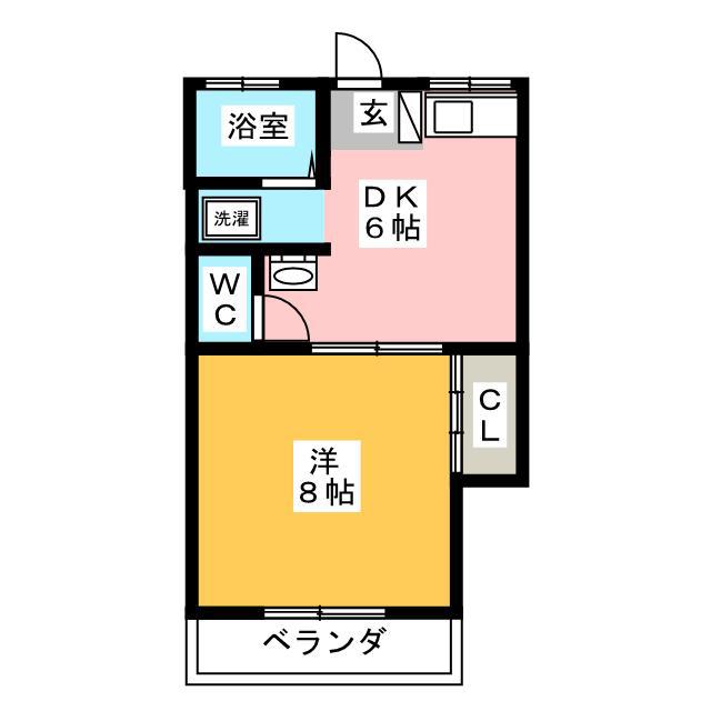 シャトルハウスII(1DK/1階)の間取り写真