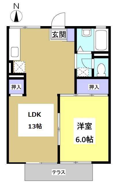 セジュール本町(1LDK/2階)の間取り写真