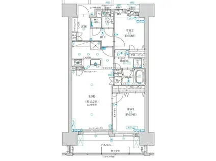 オーヴィジョン新山口駅前ザ・プライム(2LDK/2階)の間取り写真