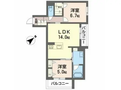 サウザンド和泉(2LDK/2階)の間取り写真