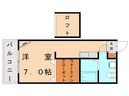 アパートメント・スクエア1番館(ワンルーム/2階)の間取り写真