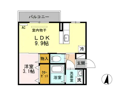 エテルナリアン 205(1LDK/2階)の間取り写真