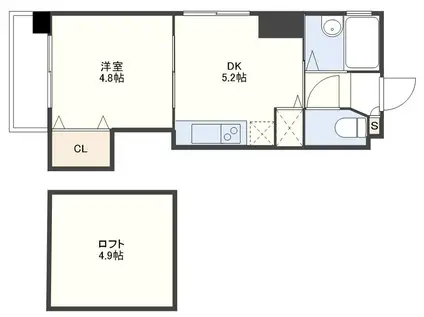 グランディール下西山(1DK/3階)の間取り写真