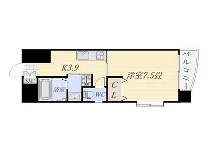 唐湊ヒルズ(1K/2階)の間取り写真