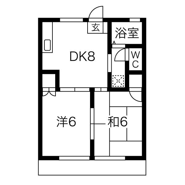 サマックス沖ハイツ(2DK/2階)の間取り写真