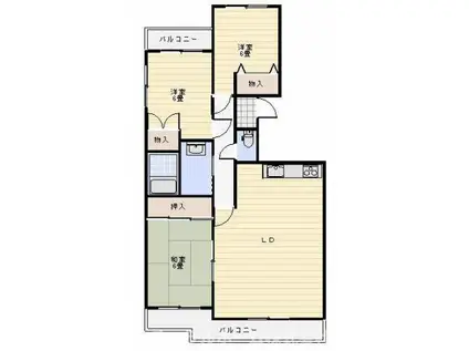 ヴィラ小鷹野(3LDK/3階)の間取り写真