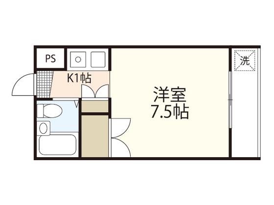 ウエストコート(ワンルーム/1階)の間取り写真