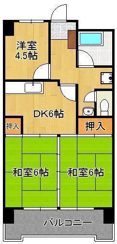 第8岡部ビル(3DK/2階)の間取り写真