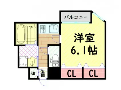 キャナルコート鎗屋町(1K/4階)の間取り写真