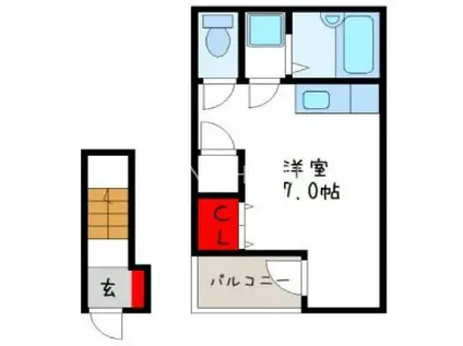 チェリーハイツ東(ワンルーム/2階)の間取り写真