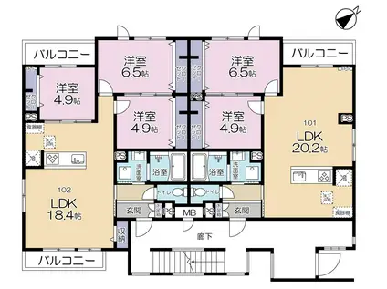CAMPANA OTAKANOMORI(3LDK/1階)の間取り写真