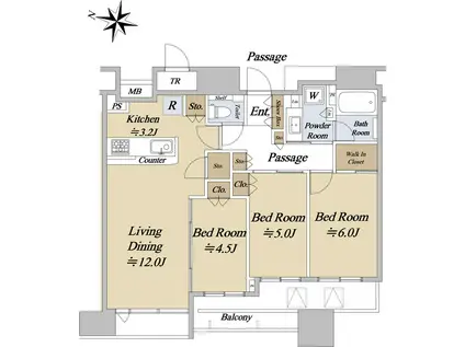 シティタワー梅田東(3LDK/19階)の間取り写真