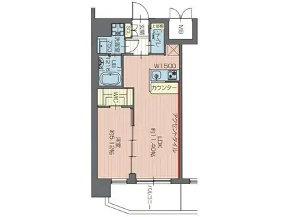 プレジオ川口ASIAN(1LDK/8階)の間取り写真