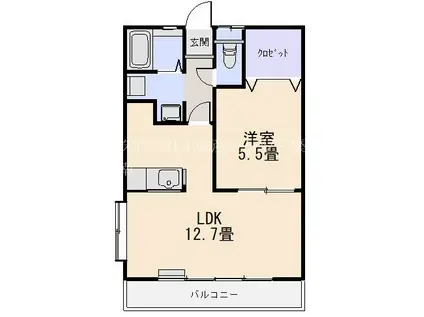 グリンコーポラス3(1LDK/2階)の間取り写真