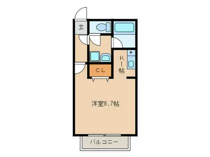 プリミエール豊栄(1K/1階)の間取り写真