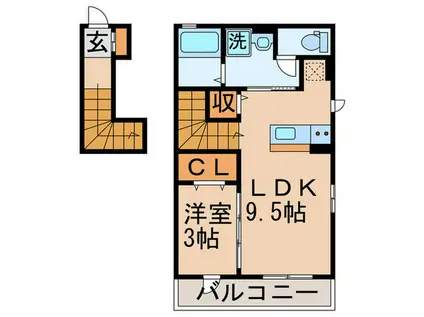 リッツハウスV(1LDK/2階)の間取り写真