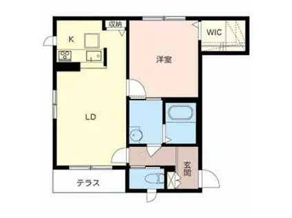 LAPORTE向ヶ丘(1LDK/1階)の間取り写真