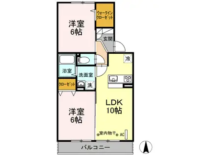 コンフォート湘南山手I(2LDK/2階)の間取り写真