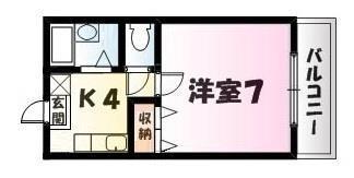 サウス WING(1K/1階)の間取り写真
