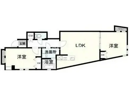 凱風ビル(2LDK/6階)の間取り写真