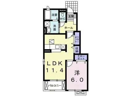 クロシェットIV(1LDK/1階)の間取り写真