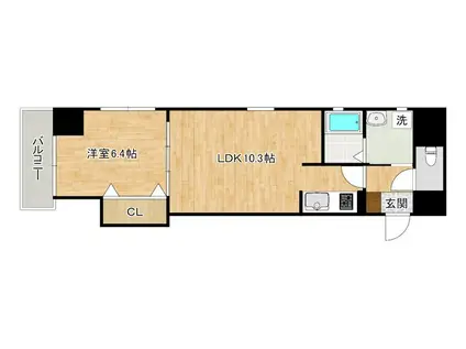 DESIGNER PRINCESS RIVERSIDE デザイナープ(1LDK/10階)の間取り写真