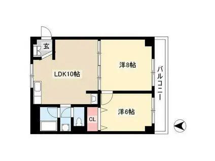 松原マンション(2LDK/4階)の間取り写真