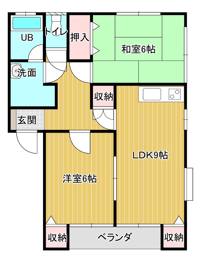 竹本コーポ(2LDK/2階)の間取り写真