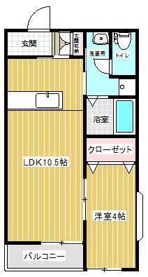 HARU(1DK/1階)の間取り写真