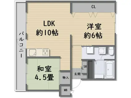 青葉ハイツ12号棟(2LDK/4階)の間取り写真