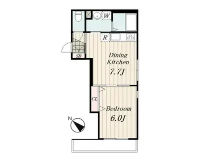 ハイム08(1DK/2階)の間取り写真