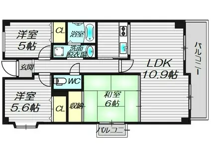 グランドコート向丘(3LDK/6階)の間取り写真