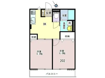 マリーンブルー(2DK/2階)の間取り写真